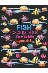 Fish coloring book for kids ages 4-8