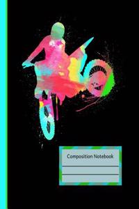 Watercolor Dirt Bike Rider Motocross Composition Notebook