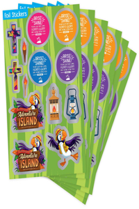 Vacation Bible School (Vbs) 2021 Discovery on Adventure Island Foil Stickers (Pkg of 6)