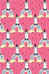 Journal Notebook Little Unicorns On Rainbows Pattern 6