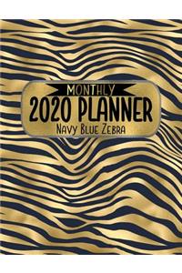 Monthly 2020 Planner Navy Blue Zebra