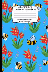 College Ruled Composition Notebook. Flower Floral Pattern Theme