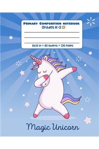 Primary Composition Notebook Grades K-2 - Magic Unicorn