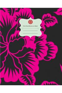 Pink Floral Blooms on Black