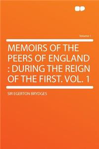 Memoirs of the Peers of England