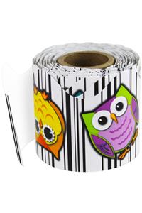 Colorful Owls Scalloped Borders
