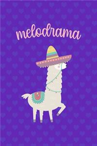 Melodrama: Notebook Journal Composition Blank Lined Diary Notepad 120 Pages Paperback Purple Hearts Llama