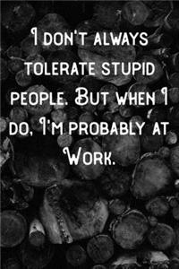 I don't always tolerate stupid people. But When I do, I'm probably at Work.