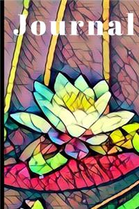 Stain Glass White Water Lily Flower Gift Pretty Journal for Daily Thoughts Notebook Cute Diary for Women & Girls .