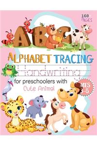 ABC Alphabet Handwriting tracing for preschoolers with Cute Animal ages 3-5