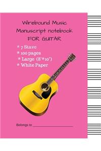 Wirebound Music Manuscript notebook For Guitar