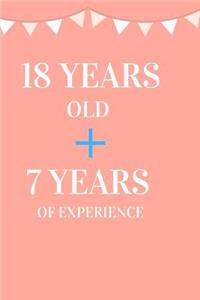 18 Years Old + 7 Years of Experience