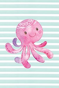 Pink Octopus Watercolor Stripe Journal, Lined