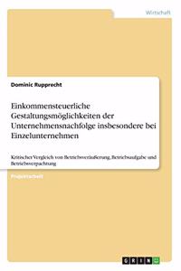 Einkommensteuerliche Gestaltungsmöglichkeiten der Unternehmensnachfolge insbesondere bei Einzelunternehmen