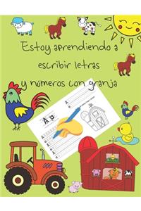 Estoy aprendiendo a escribir letras y números con granja