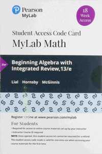 Mylab Math with Pearson Etext -- 18 Week Standalone Access Card -- For Beginning Algebra