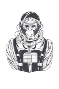 Monkey in Astronaut Suit - Blank Lined Notebook Journal for Teens Kids Students Home School College for Writing