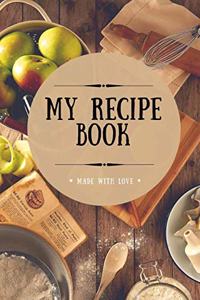 My Recipe Book: Blank Cookbook, 100 Pages, Tan, 6x9 inches