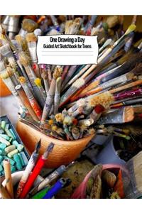 One Drawing a Day: Guided Art Prompt Sketchbook Journal for Teens