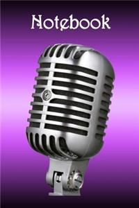 Notebook: Microphone Pink Bg - Bespoke, Personalised Notebook. Contact Us If You Would Like Your Own Image, Name or Other Text on a Book.