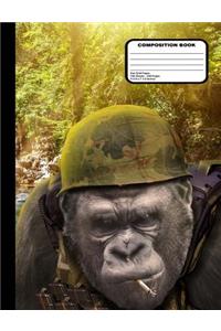 Gorilla Soldier Composition Notebook - Dot Grid Paper - 200 Pages / 100 Sheets, 9-3/4