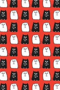 Journal Notebook For Cat Lovers Black and White Cats in a Row 3