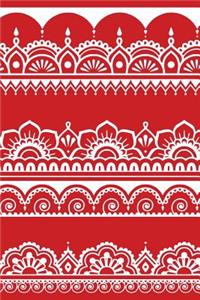 Indian Design Notebook: Red: Notebook 6 X 9: Notebook 250 Pages