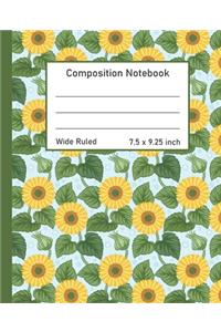 Composition Notebook Wide Ruled 7.5 X 9.25 inch