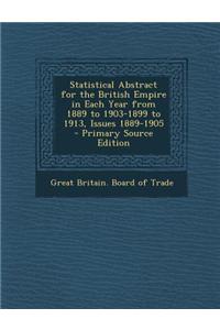 Statistical Abstract for the British Empire in Each Year from 1889 to 1903-1899 to 1913, Issues 1889-1905