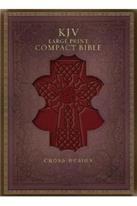 KJV Large Print Compact Bible, Burgundy Cross LeatherTouch