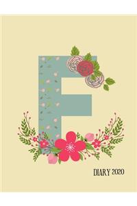 Perfect personalized initial diary Rustic Floral Initial Letter F Alphabet Lover Journal Gift For Class Notes or Inspirational Thoughts.