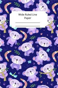 Cute Baby Koala Theme Wide Ruled Line Paper