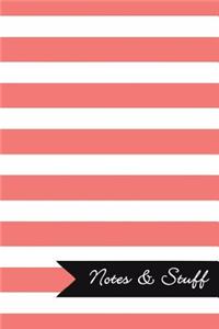 Notes & Stuff - Lined Notebook with Coral Striped Pattern Cover