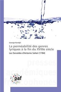 La Perméabilité Des Genres Lyriques À La Fin Du Xviiie Siècle