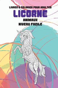 Livres à colorier pour adultes - Niveau facile - Animaux - Licorne