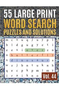 55 Large Print Word Search Puzzles and Solutions