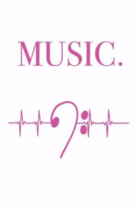 Musik Notenschlüssel Herzschläge - Notenbuch, Notenlinien, Notizbuch, Notizblock, 120 Seiten, Souvenir Geschenk Buch, auch als Dekoration geeignet zum Geburtstag oder Weihnachten