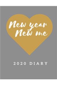 New Year New Me Diary 2020: Week To View Planner For Women & Girls: Silver & Gold Heart Design A5 Organiser