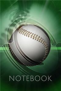 Green Background Baseball Notebook