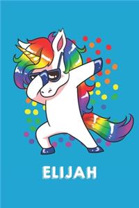 Elijah: Personalisiertes Design Notizbuch Einhorn 120 linierte Seiten - Perfekte Geschenkidee für die Schuhe oder Weihnachten mit Vornamen DIN A5 (himmelbla