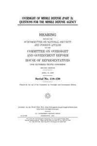 Oversight of missile defense (part 3)