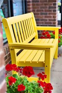 Yellow Bench with Red Flowers in a Planter Journal
