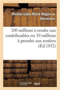 100 Millions À Rendre Aux Contribuables Ou 10 Millions À Prendre Aux Rentiers