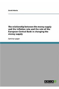 relationship between the money supply and the inflation rate and the role of the European Central Bank in changing the money supply