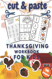 Cut and Paste Thanksgiving Workbook for Kids