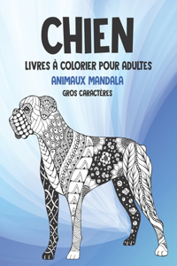 Livres à colorier pour adultes - Gros caractères - Animaux Mandala - Chien