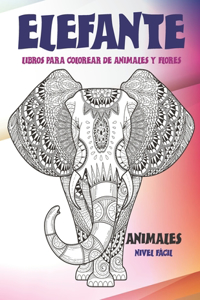 Libros para colorear de animales y flores - Nivel fácil - Animales - Elefante