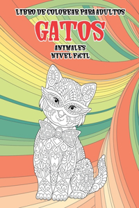 Libro de colorear para adultos - Nivel fácil - Animales - Gatos