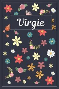 Virgie: Lined Writing Notebook with Personalized Name 120 Pages 6x9 Flowers