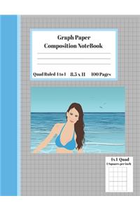 Graph Composition Notebook 4 Squares per inch 4x4 Quad Ruled 4 to 1 / 8.5 x 11 100 Sheets
